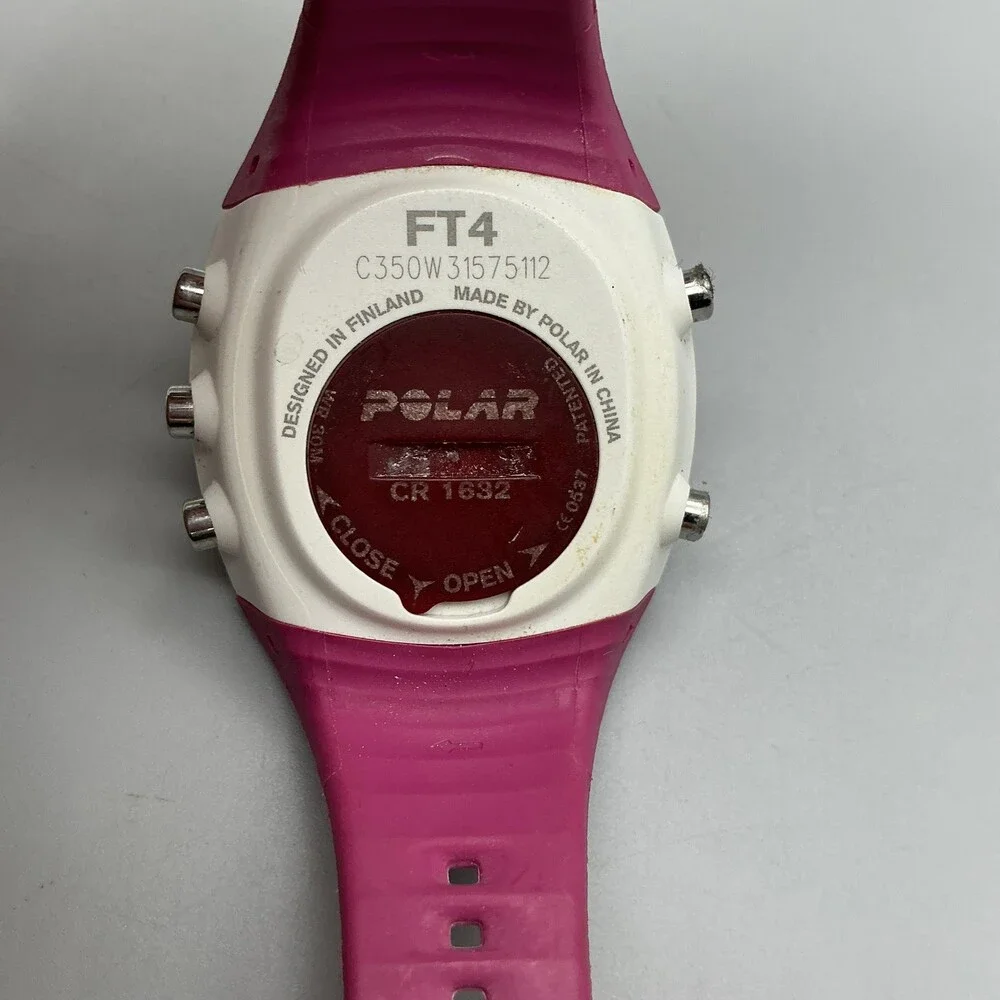 Polar FT4 Womens Watch 38mm Digital White Dial Pink Silicone New Battery
